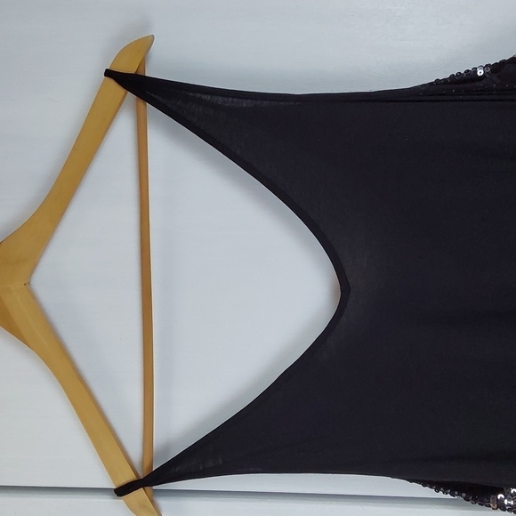 H & M Womens Sequin Black Tank Top DRESSY Silver/ Browns Sparkle Sz.L - Picture 5 of 8